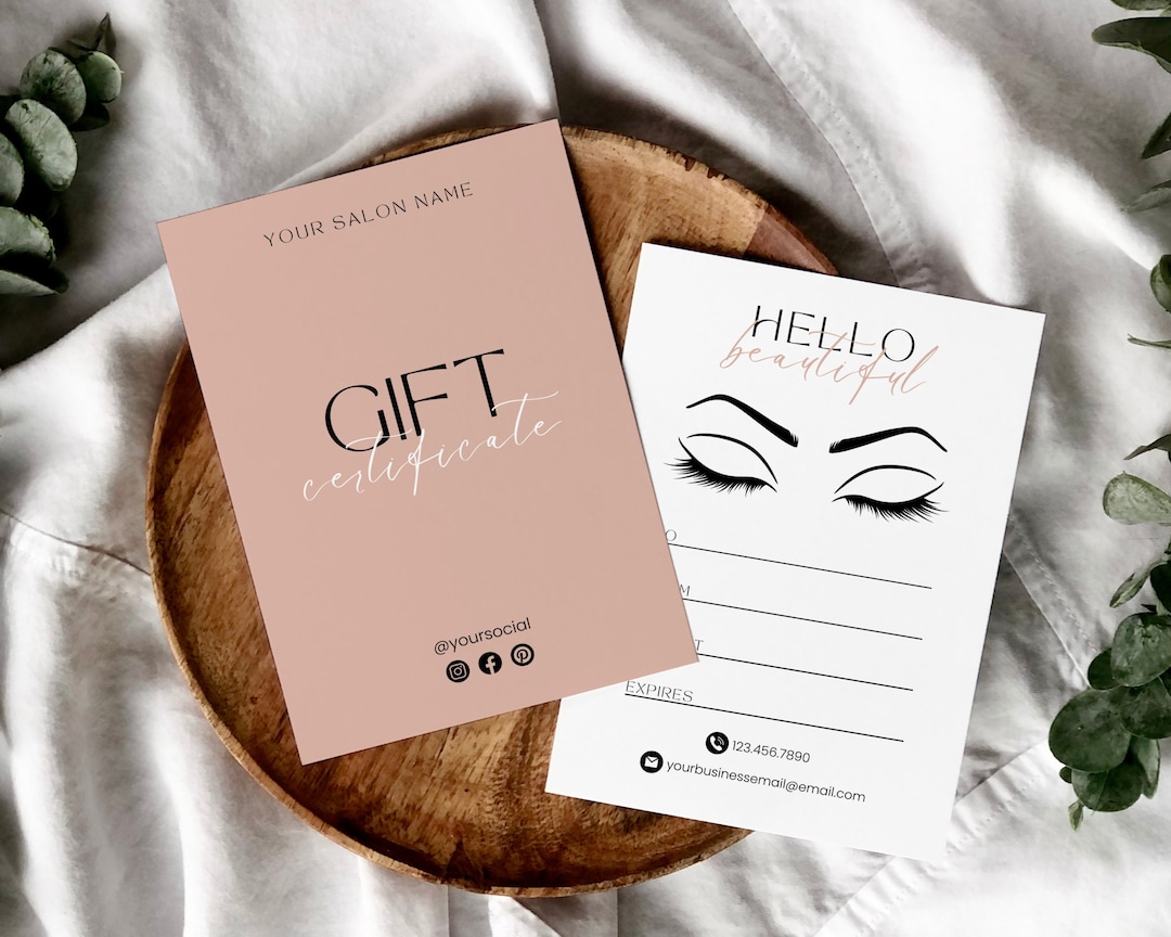 Modern Eyelash Gift Certificate Template, Makeup Artist Gift Card ...