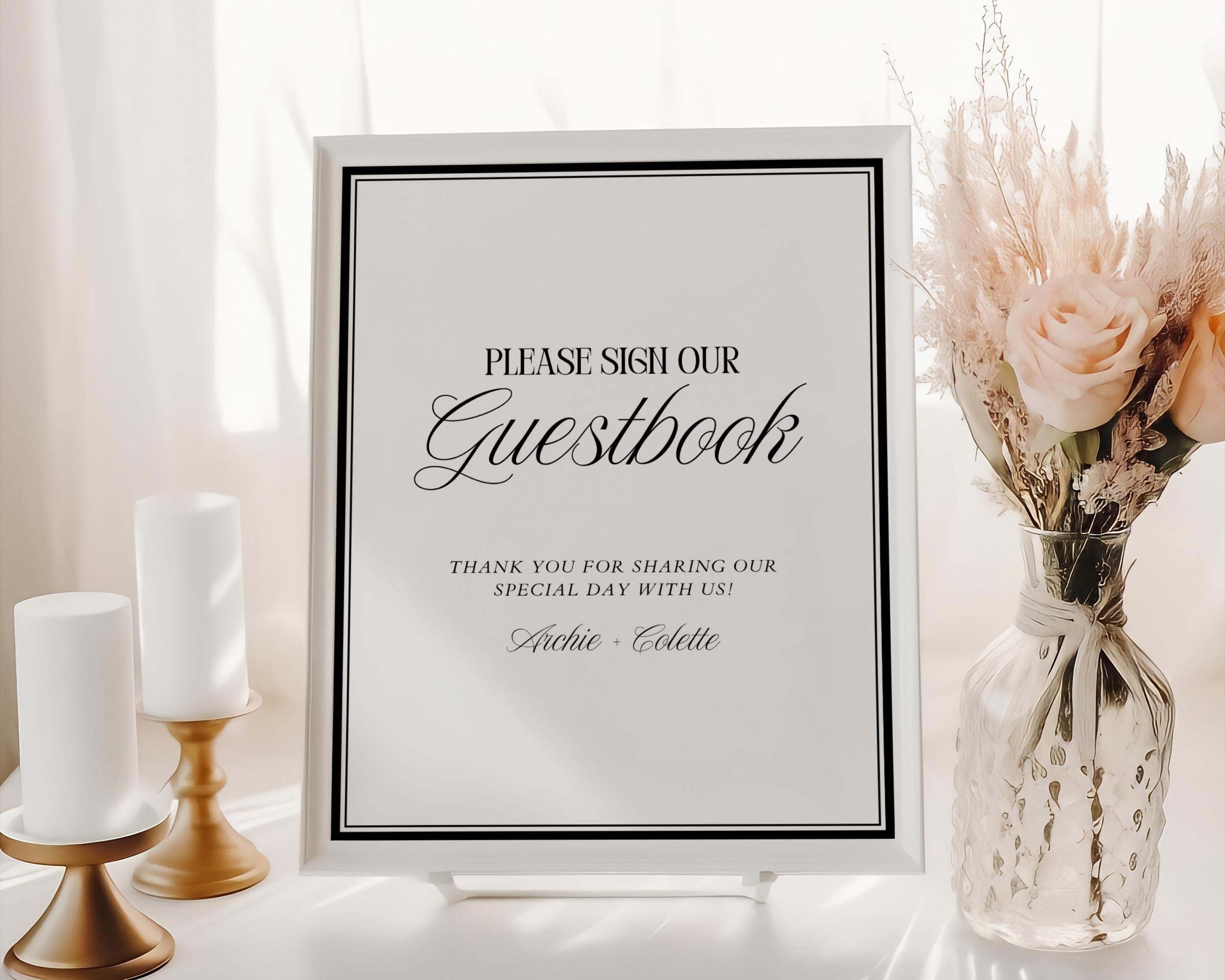 Classic Old Money Wedding Guestbook Sign Template, Minimalist Luxury  Guestbook Sign, Timeless Please Sign Our Guestbook Poster | Coco - Etsy, image size:2500x2000