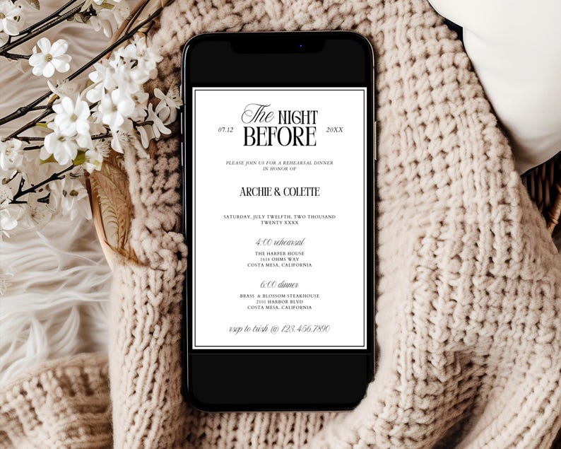 Classic Old Money Rehearsal Dinner Invitation Template, Timeless Vintage Wedding Rehearsal Invite, Minimalist Luxury Invitation | Coco image 2