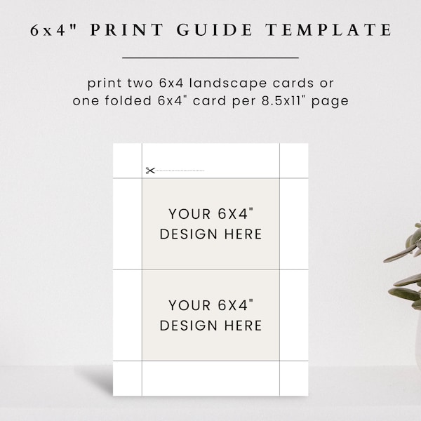 6x4 Landscape Invitation Card Printing Template, 6x4 Greeting Card Printing Guide, 6x4 Gift Card Template, Digital 8.5x11 Template