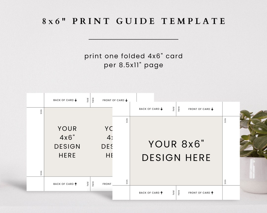 Folded 4x6 Portrait Greeting Card Printing Template, 8x6 Invitation ...