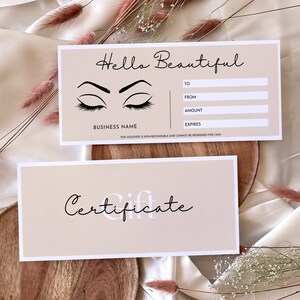 Printable Eyelash Gift Certificate Template, Lash Extension Gift ...