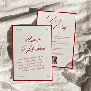 Timeless Luxury Wedding Invitation Template, Romantic Red All-in-One Wedding Invite, Elegant Old Money Wedding Invitation | Tori