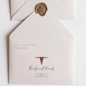 Adressjabloon westerse trouwenvelop, A7-postadresenvelop, A1 RSVP-kaart envelop, afdrukbare envelop, direct downloaden | Sadie