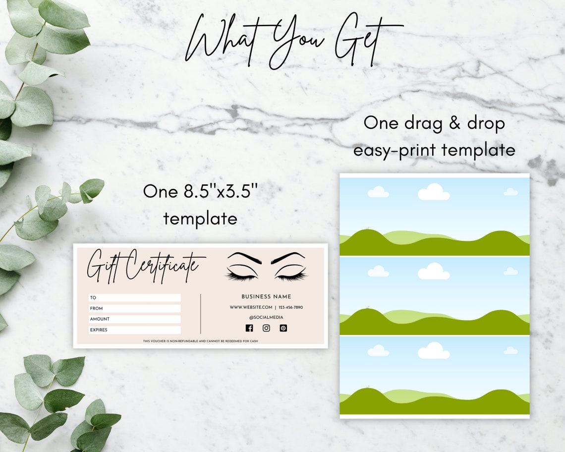 Eyelash Gift Certificate Template Printable Boho Gift Card - Etsy