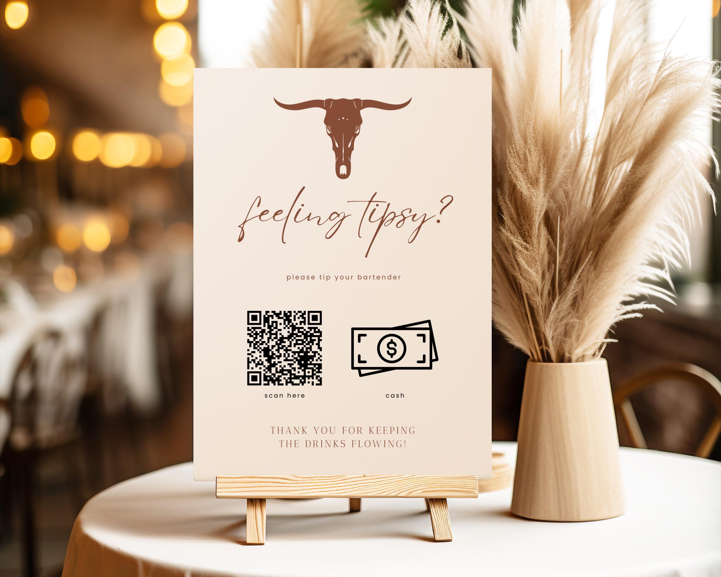 Western Terracotta Bartender Tip Sign Template, Desert Feeling Tipsy ...