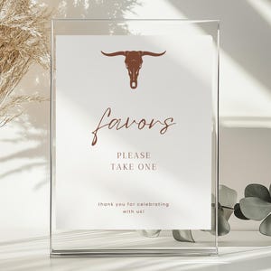 Western Terracotta Favors Sign Template, Desert Longhorn Favors Sign, Printable Wedding Favor Sign, Bridal Shower Sign, Baby Shower | Sadie