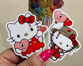 2.5 inchbad bunny sticker, bad bunny kitty sticker, bad bunny kitty valentine heart ballon stickers, bad bunny sticker dishwasher safe