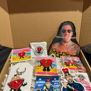 Bad bunny enamel pin collection, bad bunny pin, bad bunny enamel pins & stickers gift set bad bunny Christmas gift free shipping sad heart