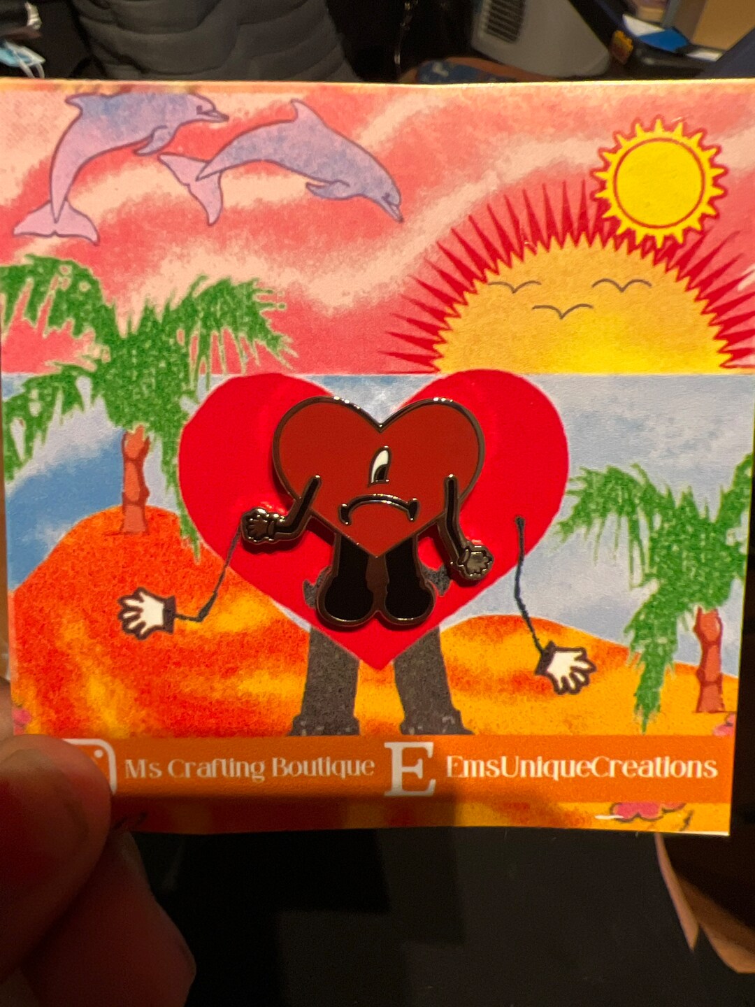 Bad Bunny Heart Enamel Pin, Bad Bunny Corazon Pin, Bad Bunny Heart Enamel Lapel Pin, Bad Bunny