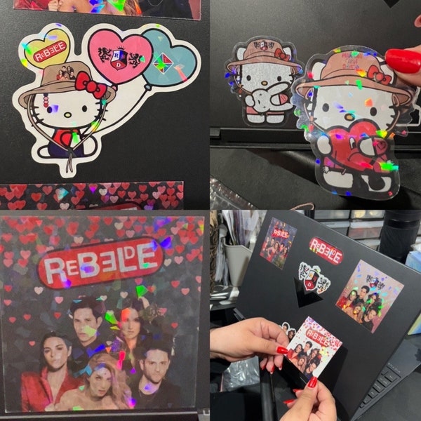 3 inch clear holo rbd sticker, clear rebelde decal, rebelde sticker, clear rebelde gatito hello Karol nana será bonito sticker balloons rbd