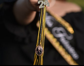 Graduation tassel charm cap charms graduation cap memorial tassel clip with picture memorial tassel you are missed tassel for grad cap