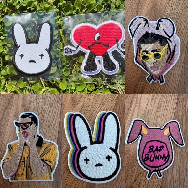 Bad bunny heart iron on patch, bad bunny heart patch, bad bunny corazon, bad bunny ears patch, bad bunny un verano sin ti Benito patch