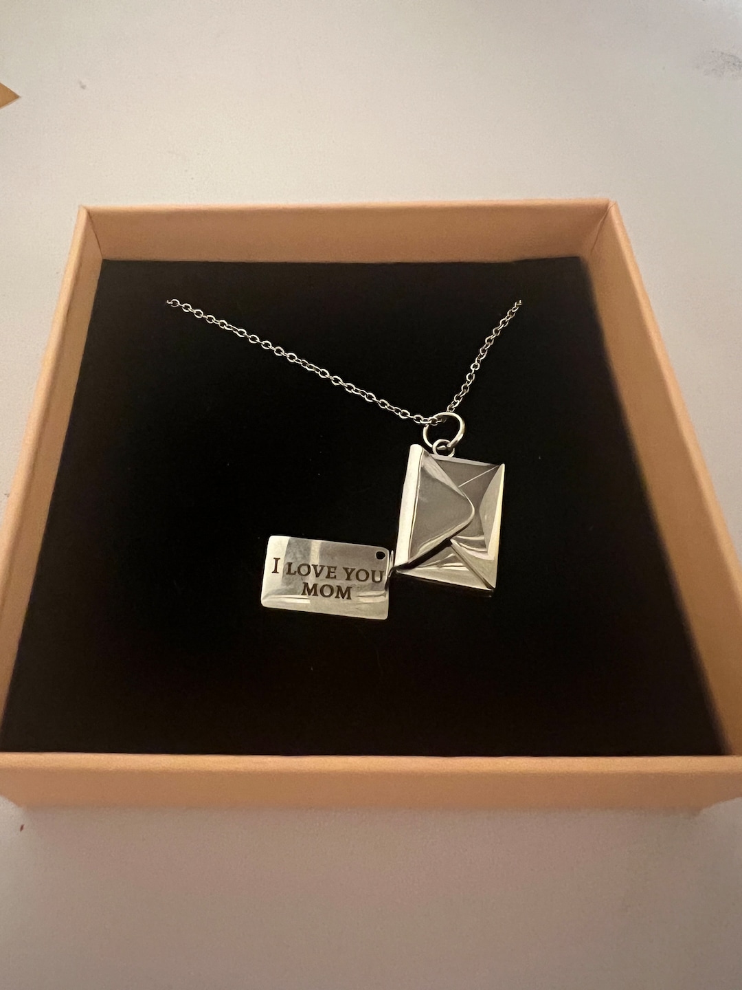 Silver Envelope Necklace With Laser Engraved Insert, Laser Engraved  Necklace, Valentines Day Couple Envelope Necklace Stainless Steel 