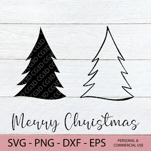 Christmas Tree SVG - Merry Christmas Script SVG - Christmas text SVG - Christmas Silhouette Svg - Holiday Svg -Merry Christmas Svg