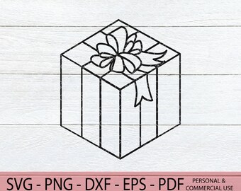 Christmas Gift SVG - Gift svg - Present SVG - Birthday Gift Printable - Holiday Gift svg - Birthday present svg - hand drawn gift box png