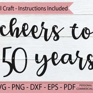 Proost op 50 jaar Banner Svg - Happy 50th Birthday Svg - Birthday Banner - Birthday Decoration - Cricut Paper Craft - Cricut Cut File