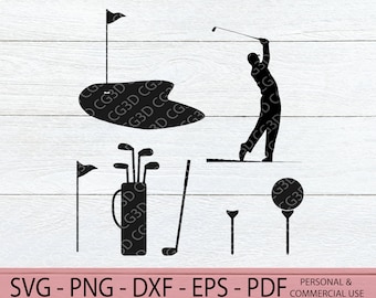 Golf SVG Bundle - Golf Clipart - Golf Cut Files - Golf Glowforge - Golf Club Silhouette - Golf DXF - Golf Tee svg - Golf Ball svg - Golf Bag