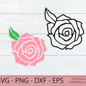 Rosa SVG - Flor SVG - Calcomanía Floral SVG - Flor de Primavera Svg - Flor en Capas Svg - Contorno de Rosa Svg - Pegatina de Flor - Lima de Corte Cricut