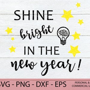 Shine Bright in the New Year Bulletin Board SVG - Januar Bulletin Board SVG - Klassenzimmer Dekor Digital Download - SchulschnittDatei