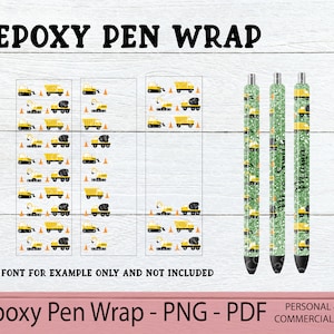 Pen Wrap Bundel - Truck Wrap PNG - Bouw Pen Wrap PDF - Epoxy Pen Waterslide - Afdrukbare Pen Wrap - Glitter Pen Wrap Patroon