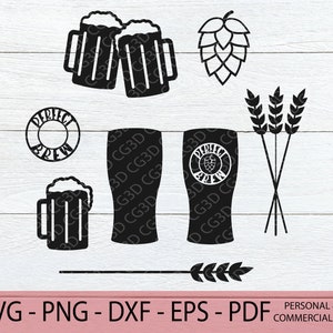 Beer SVG Bundle - Beer Mug svg file - Hops Plant svg - Wheat Barley png - Beer Sticker File - Brewery Clipart - Beer Pint Glass Cutfiles
