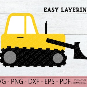 Bulldozer SVG - Digger SVG - Bulldozer png - Birthday Truck SVG - Layered Construction Trucks - Truck Birthday Clipart