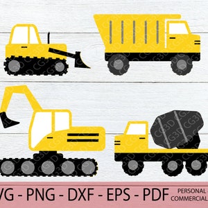Construction Trucks SVG Bundle - Bulldozer SVG - Dump Truck SVG - Excavator svg - Cement Truck svg - Layered Trucks - Truck Birthday Clipart