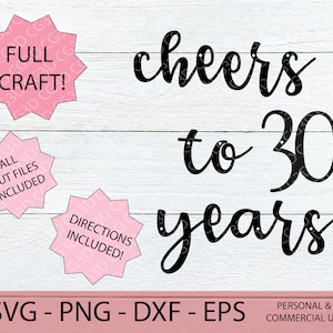 Cheers to 30 Years Banner Svg - Happy 30th Birthday Svg - Birthday Banner - Birthday Decoration - Cricut Paper Craft -  Cricut Cut File