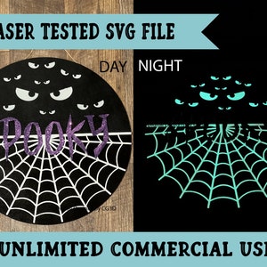 Spooky Door Hanger SVG File - Glowforge File - Halloween Laser Sign File - Spooky SVG - Digital Download - Halloween Decor - Commercial Use