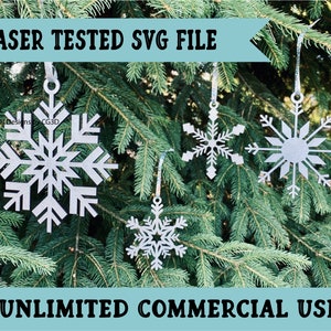 Snowflake Ornament SVG - Glowforge Christmas Ornament - Snowflake Laser File - Snowflake SVG -  Winter Snowflake SVG