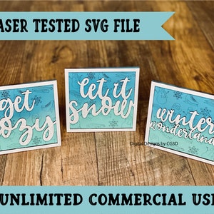 Winter Sign SVG - Winter Pattern Backer SVG - Christmas Sign SVG - Glowforge Sign File - Let it snow laser file - Winter Mantle Decor