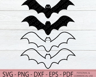 Pakiet Bat SVG - Bat SVG - Sylwetka Bat PNG - Halloween Bat do druku - Plik do cięcia konturu Bat - Sylwetka Bat - Clipart Halloween