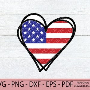 Download Clip Art Silhouette 4th Of July Svg American Flag Doodle Heart Svg Dxf Png America Independence Day Svg Sublimate Patriotic Cricut Art Collectibles
