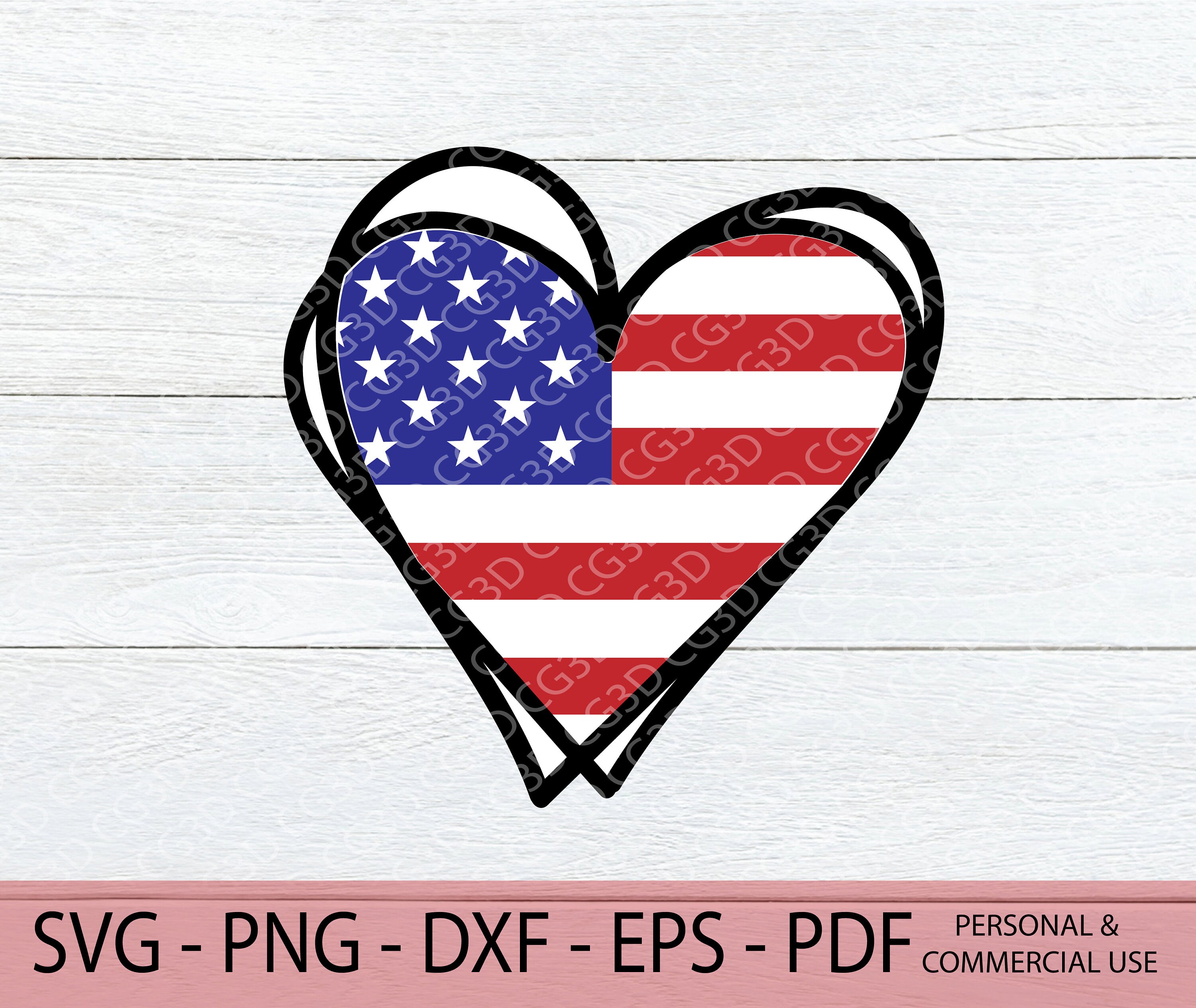American Flag Heart SVG Layered Heart SVG Doodle Heart SVG Etsy España