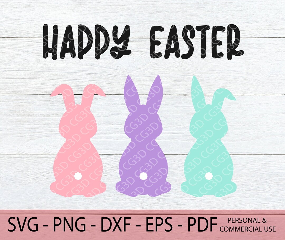 Easter Bunny SVG - Bunny Ears SVG - Three Bunnies Dxf - Easter Bunny ...
