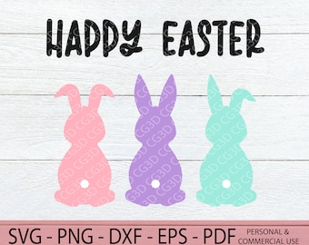 Easter Bunny SVG - Bunny Ears SVG - Three Bunnies dxf - Easter Bunny Butt SVG - Easter Cut File - Rabbit svg - Bunny Rabbit Svg - Cricut
