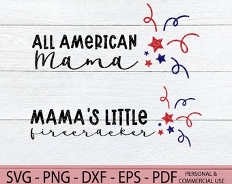 4. Juli Mama Mini Set SVG - Vierte Juli Mama SVG - Juli 4th png Sublimation - Mama es Little Firecracker SVG - Firework Cut File