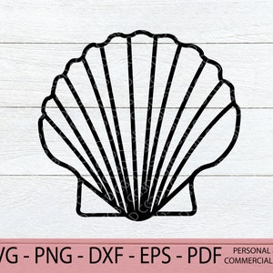 Seashell SVG - Seashell outline SVG - Ocean Shell png - Beach Clipart - Clam Shell png - Beach printable - Summer Cut Files
