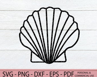 Seashell SVG - Seashell outline SVG - Ocean Shell png - Beach Clipart - Clam Shell png - Beach printable - Summer Cut Files