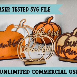 Pumpkin Glowforge SVG - Thanksgiving Glowforge File - Fall Mantle Decor - Thankful SVG - Give Thanks Laser Cut File - Digital Download