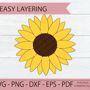 Sonnenblumen SVG - Layered Sunflower SVG - Papierblumenschnitt - Sonnenblume PNG Clipart - Hochzeit Blumen svg - Sommerblume