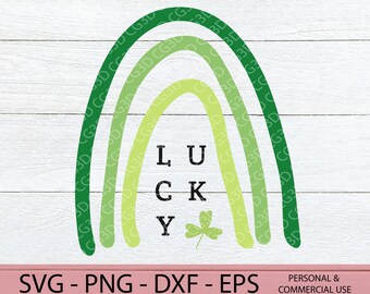 Green Lucky Rainbow SVG - Rainbow Shamrock SVG - St. Patricks Day SVG - Irish Rainbow svg - Rustic St. Patricks Day Decor - Cricut Cut File