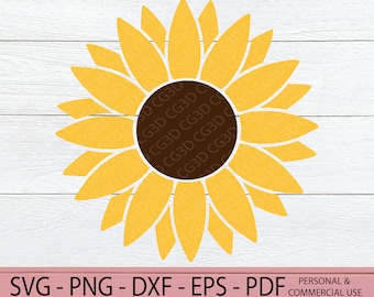 Girasol SVG - Girasol PNG - Papel Flor Cortada Archivo - Girasol PNG Clipart - Boda Floral svg - Flor de Verano