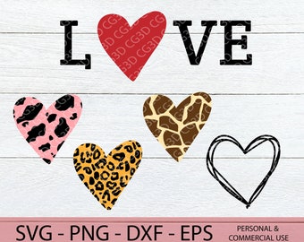 Animal Print Love Heart SVG - Leopard print SVG - Cow Print SVG - Giraffe Print Svg - Scribble Heart Svg - Love Svg