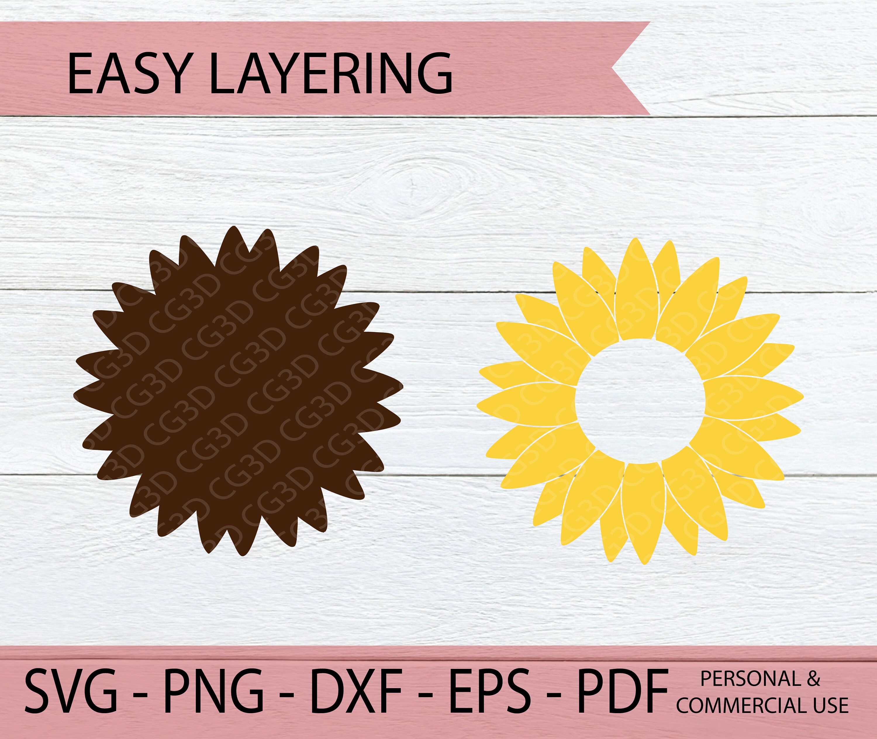 Sunflower SVG Layered Sunflower SVG Paper Flower Cut File - Etsy Canada