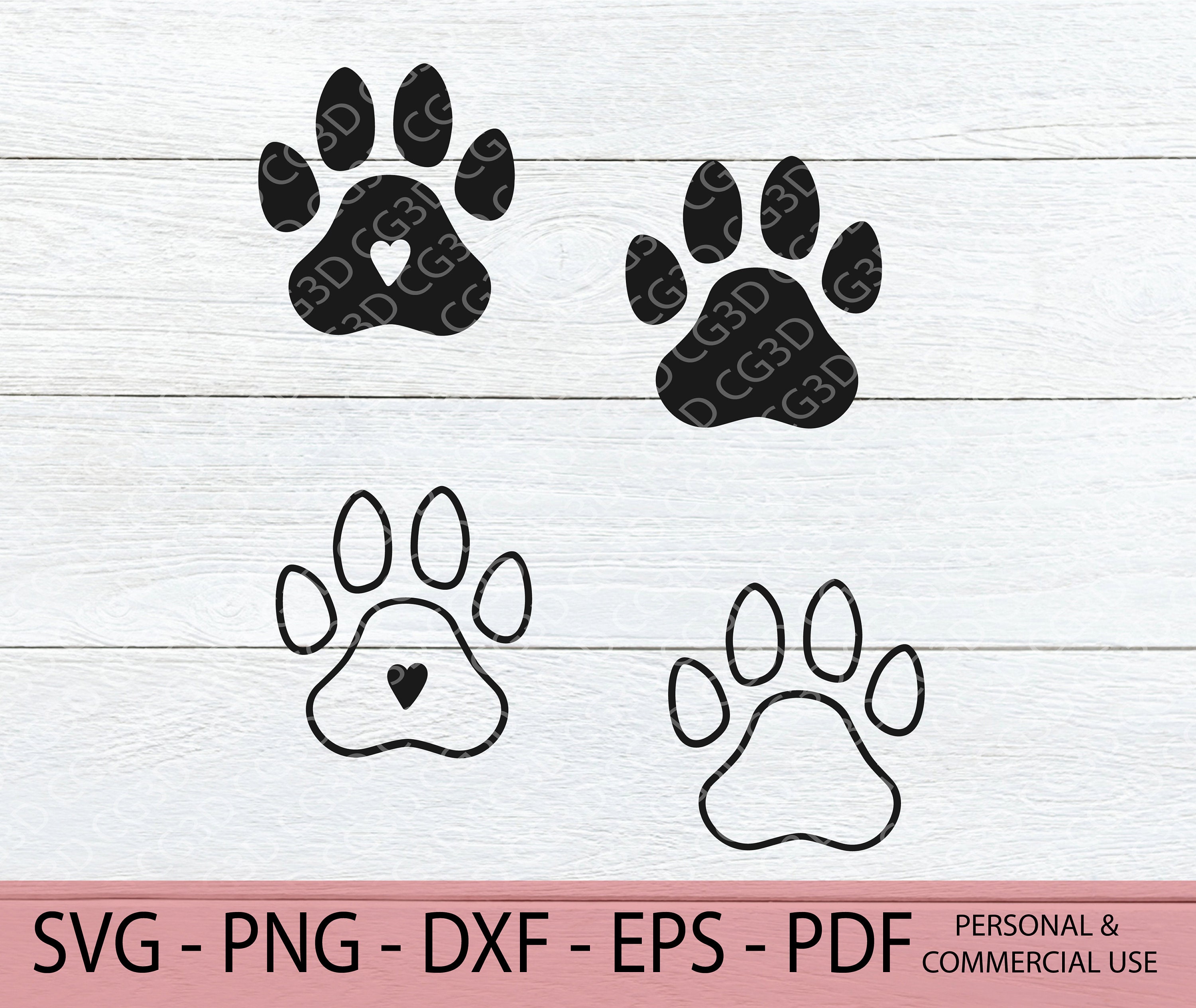 Paw Print SVG Bundle - Paw Print PNG - Sublimation File - Dog Paw Print ...