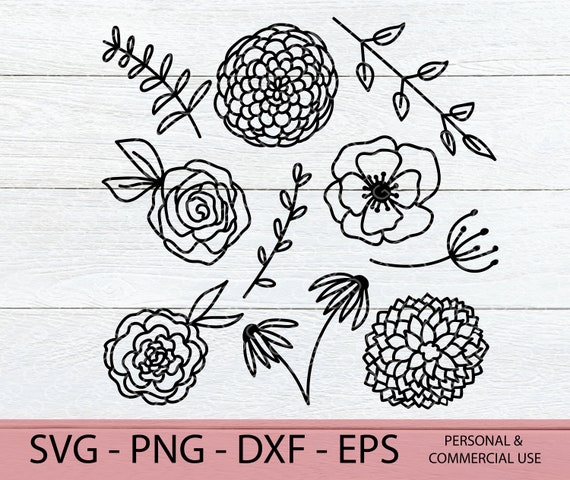 Flower SVG Bundle - Flower Clip Art - Flower Outline SVG - Rose SVG - Peony svg - Flower Sublimation - Floral Cut Files - Cricut cut file