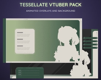 Vtuber Stream-pakket groene thee mozaïekpatroon | Geanimeerde overlays