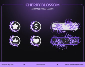Purple Sakura Cherry Blossom Animated Stream Alerts (WebM)